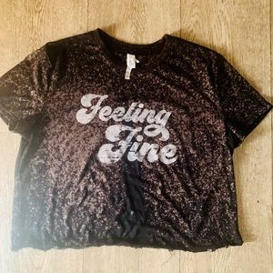 ‘Feeling Fine’ raw hem bleached crop top